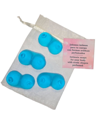 DIABLO PICANTE 4 MINI JABONES PERFUMADOS FORMA PECHOS AZUL