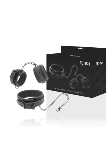 FETISH SUBMISSIVE COLLAR Y ESPOSAS CUERO VEGANO CON FORRO DE NEOPRENO