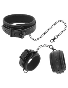 FETISH SUBMISSIVE COLLAR Y ESPOSAS CUERO VEGANO CON FORRO DE NEOPRENO 2