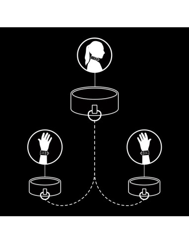 FETISH SUBMISSIVE COLLAR Y ESPOSAS CUERO VEGANO CON FORRO DE NEOPRENO