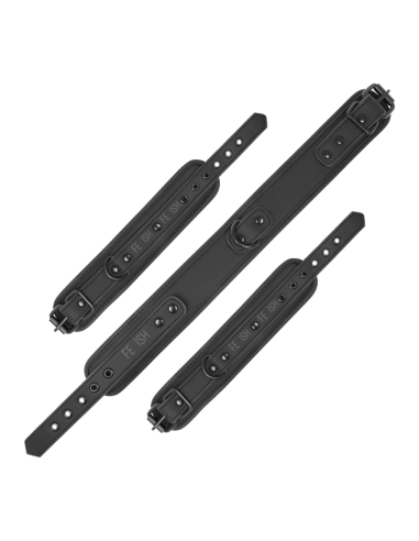 FETISH SUBMISSIVE COLLAR Y ESPOSAS CUERO VEGANO CON FORRO DE NEOPRENO