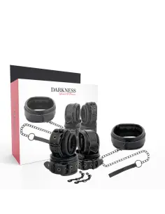 DARKNESS ESPOSAS Y COLLAR DE CUERO NEGRO