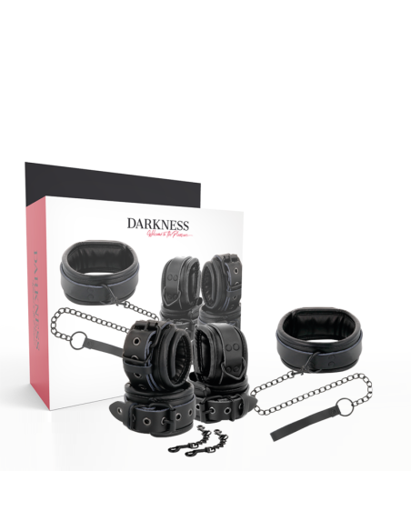 DARKNESS ESPOSAS Y COLLAR DE CUERO NEGRO DARKNESS ESPOSAS Y COLLAR DE CUERO NEGRO