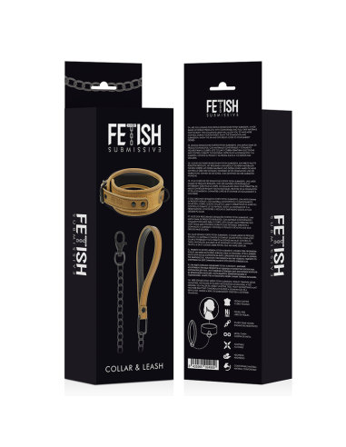 FETISH SUBMISSIVE ORIGEN COLLAR CON CADENA CON FORRO DE NEOPRENO