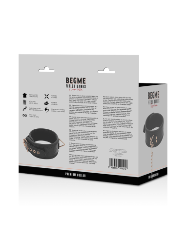 BEGME BLACK EDITION COLLAR CUERO VEGANO CON FORRO DE NEOPRENO