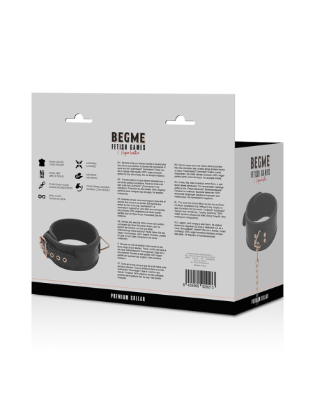BEGME BLACK EDITION COLLAR CUERO VEGANO CON FORRO DE NEOPRENO BEGME BLACK EDITION COLLAR CUERO VEGANO CON FORRO DE NEOPRENO