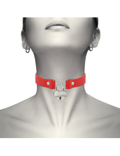 COQUETTE CHIC DESIRE COLLAR CUERO VEGANO ROJO ACCESORIO CORAZON CON LLAVE 2