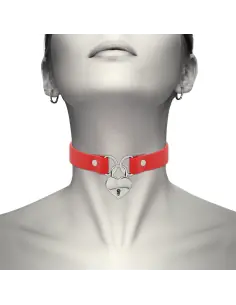 COQUETTE CHIC DESIRE COLLAR CUERO VEGANO ROJO ACCESORIO CORAZON CON LLAVE 2