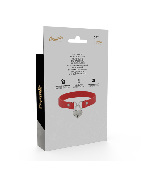 COQUETTE CHIC DESIRE COLLAR CUERO VEGANO ROJO ACCESORIO CORAZON CON LLAVE COQUETTE CHIC DESIRE COLLAR CUERO VEGANO ROJO ACCESORIO CORAZON CON LLAVE