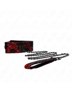 KINK COLLAR CON CORREA 105 CM DE ENCAJE CON CINTURON DE CUERO REAL 44 X 55 CM