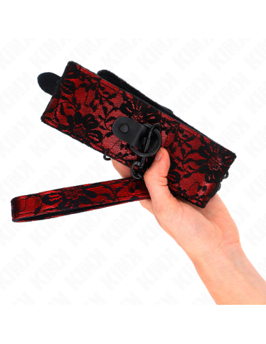 KINK COLLAR CON CORREA 105 CM DE ENCAJE CON CINTURON DE CUERO REAL 44 X 55 CM