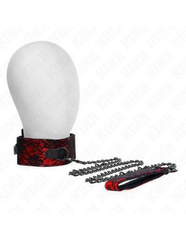 KINK COLLAR CON CORREA 105 CM DE ENCAJE CON CINTURON DE CUERO REAL 44 X 55 CM