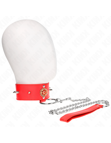 KINK COLLAR CON CORREA 65 CM CUELLO DE DIAMANTES ROJO AJUSTABLE 35 51 CM X 7 CM