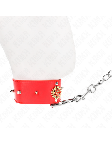KINK COLLAR CON CORREA 65 CM CUELLO DE DIAMANTES ROJO AJUSTABLE 35 51 CM X 7 CM