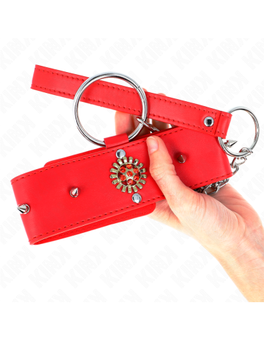 KINK COLLAR CON CORREA 65 CM CUELLO DE DIAMANTES ROJO AJUSTABLE 35 51 CM X 7 CM