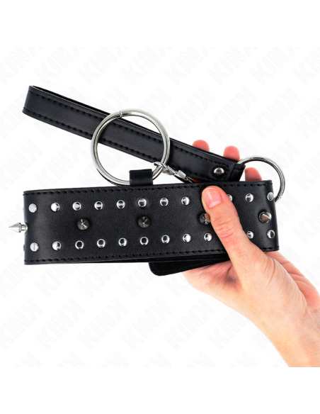 KINK COLLAR CON CORREA 65 CM CON TACHUELAS PLATEADAS MODELO 1 AJUSTABLE 36 43 CM X 5 CM KINK COLLAR CON CORREA 65 CM CON TACHUELAS PLATEADAS MODELO 1 AJUSTABLE 36 43 CM X 5 CM