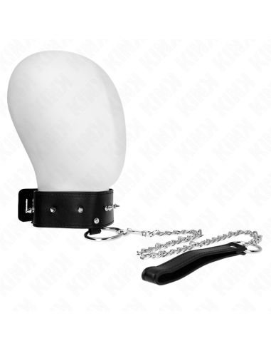 KINK COLLAR CON CORREA 65 CM CON TACHUELAS PLATEADAS MODELO 2 AJUSTABLE 36 43 CM X 5 CM