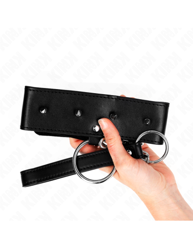 KINK COLLAR CON CORREA 65 CM CON TACHUELAS PLATEADAS MODELO 2 AJUSTABLE 36 43 CM X 5 CM