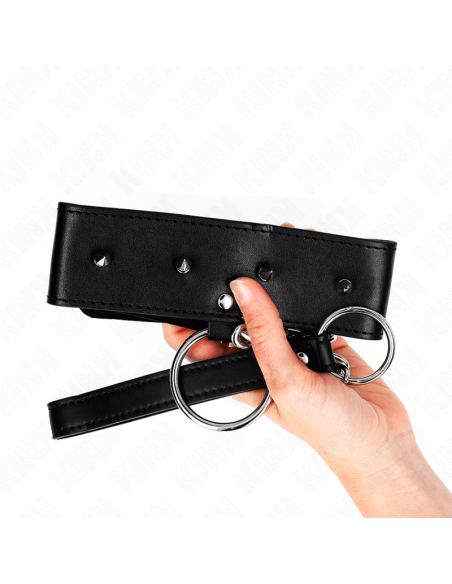 KINK COLLAR CON CORREA 65 CM CON TACHUELAS PLATEADAS MODELO 2 AJUSTABLE 36 43 CM X 5 CM KINK COLLAR CON CORREA 65 CM CON TACHUELAS PLATEADAS MODELO 2 AJUSTABLE 36 43 CM X 5 CM