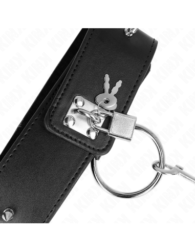 KINK COLLAR CON CORREA 65 CM CON TACHUELAS PLATEADAS MODELO 2 AJUSTABLE 36 43 CM X 5 CM
