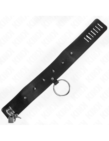 KINK COLLAR CON CORREA 65 CM CON TACHUELAS PLATEADAS MODELO 2 AJUSTABLE 36 43 CM X 5 CM