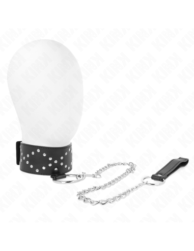KINK COLLAR CON CORREA 65 CM CON TACHUELAS PLATEADAS MODELO 3 AJUSTABLE 36 43 CM X 5 CM