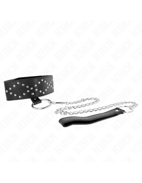 KINK COLLAR CON CORREA 65 CM CON TACHUELAS PLATEADAS MODELO 3 AJUSTABLE 36 43 CM X 5 CM KINK COLLAR CON CORREA 65 CM CON TACHUELAS PLATEADAS MODELO 3 AJUSTABLE 36 43 CM X 5 CM