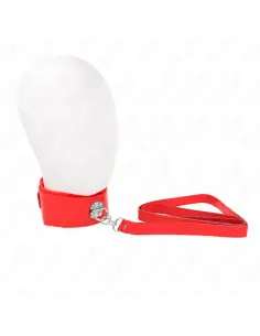 KINK COLLAR CON CORREA 116 CM CON TACHUELAS PLATEADAS MODELO 4 ROJO AJUSTABLE 40 48 CM X 6 CM 2