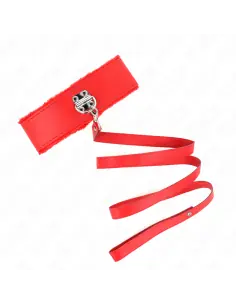 KINK COLLAR CON CORREA 116 CM CON TACHUELAS PLATEADAS MODELO 4 ROJO AJUSTABLE 40 48 CM X 6 CM