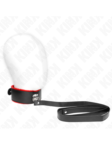 KINK COLLAR CON CORREA 116 CM DE PIEL ROJO AJUSTABLE 40 48 CM X 6 CM