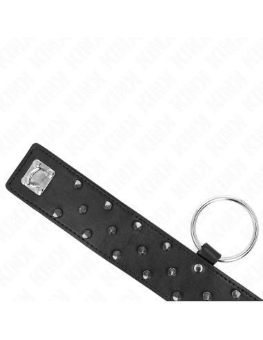 KINK COLLAR CON CORREA 65 CM CON TACHUELAS PLATEADAS MODELO 5 AJUSTABLE 36 43 CM X 5 CM