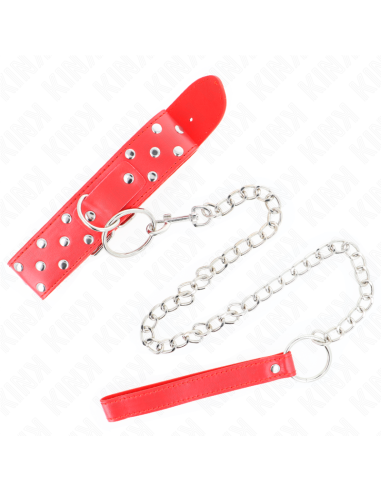 KINK COLLAR CON CORREA 65 CM REMACHE ANILLA ROJO AJUSTABLE 36 50 CM X 38 CM