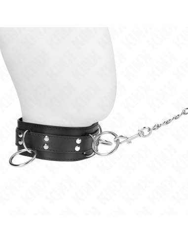 KINK COLLAR CON CORREA 80 CM ESCLAVITUD 3 ANILLOS 53 X 5 CM