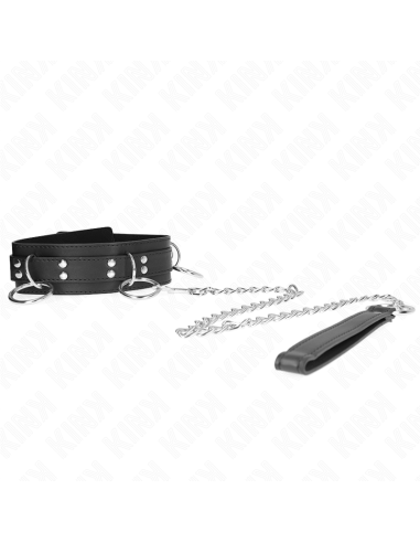 KINK COLLAR CON CORREA 80 CM ESCLAVITUD 3 ANILLOS 53 X 5 CM
