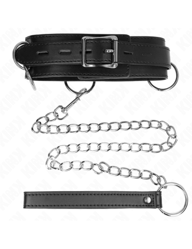 KINK COLLAR CON CORREA 80 CM ESCLAVITUD 3 ANILLOS 53 X 5 CM