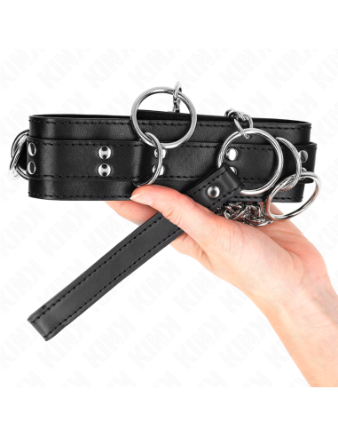 KINK COLLAR CON CORREA 80 CM ESCLAVITUD 3 ANILLOS 53 X 5 CM
