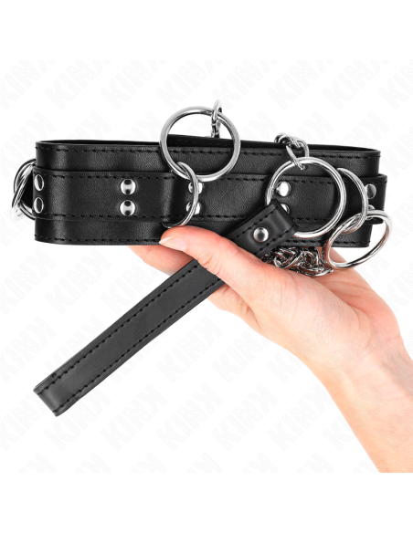 KINK COLLAR CON CORREA 80 CM ESCLAVITUD 3 ANILLOS 53 X 5 CM KINK COLLAR CON CORREA 80 CM ESCLAVITUD 3 ANILLOS 53 X 5 CM