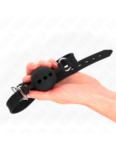 KINK MORDAZA 55 x 2 CM DE BOLA 5 CM DE SILICONA COMPLETA TALLA L NEGRO AJUSTABLE 35 51 CM