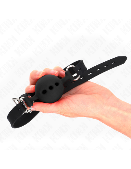 KINK MORDAZA 55 x 2 CM DE BOLA 5 CM DE SILICONA COMPLETA TALLA L NEGRO AJUSTABLE 35 51 CM