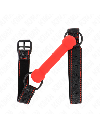 KINK MORDAZA FORMA DE HUESO CON CORREA POLIPIEL ROJO AJUSTABLE 41 57 CM