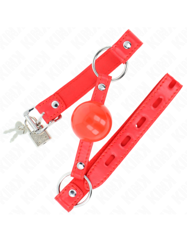 KINK MORDAZA DE BOLA 4 CM TPE CON CANDADO ROJO 60 x 2 CM