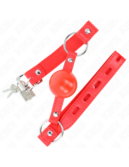 KINK MORDAZA DE BOLA 4 CM TPE CON CANDADO ROJO 60 x 2 CM KINK MORDAZA DE BOLA 4 CM TPE CON CANDADO ROJO 60 x 2 CM