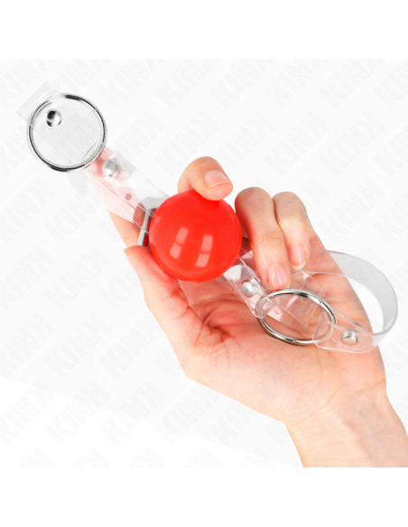 KINK MORDAZA DE BOLA ROJA DE PVC TRANSPARENTE AJUSTABLE KINK MORDAZA DE BOLA ROJA DE PVC TRANSPARENTE AJUSTABLE