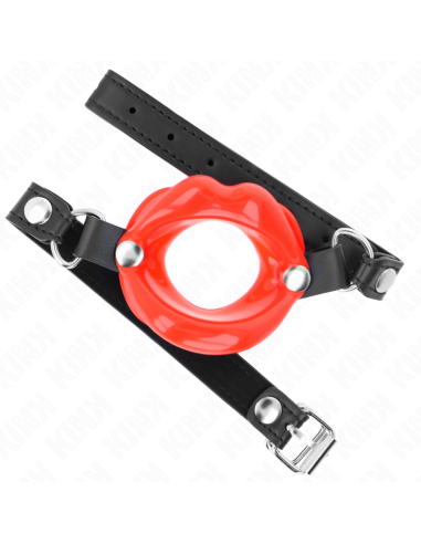 KINK MORDAZA LABIAL 8 CM CON CORREA DE POLIPIEL ROJO 63 x 2 CM AJUSTABLE 39 58 CM