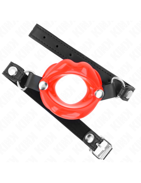 KINK MORDAZA LABIAL 8 CM CON CORREA DE POLIPIEL ROJO 63 x 2 CM AJUSTABLE 39 58 CM