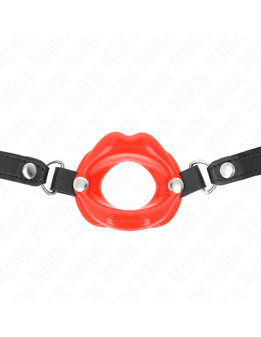 KINK MORDAZA LABIAL 8 CM CON CORREA DE POLIPIEL ROJO 63 x 2 CM AJUSTABLE 39 58 CM