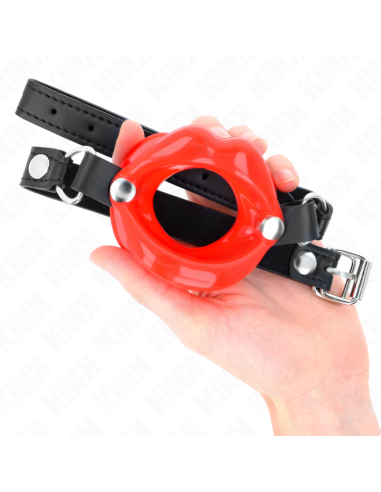 KINK MORDAZA LABIAL 8 CM CON CORREA DE POLIPIEL ROJO 63 x 2 CM AJUSTABLE 39 58 CM