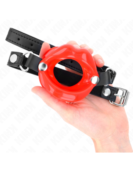KINK MORDAZA LABIAL 8 CM CON CORREA DE POLIPIEL ROJO 63 x 2 CM AJUSTABLE 39 58 CM