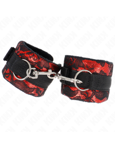 KINK MUNEQUERAS CORTAS DE ENCAJE TERCIOPELO Y UNION DE NYLON ROJO NEGRO 23 X 65 CM 2