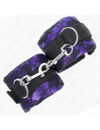 KINK MUNEQUERAS CORTAS DE ENCAJE TERCIOPELO Y UNION DE NYLON VIOLETA NEGRO 23 X 65 CM